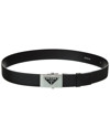 Prada Triangle Logo Saffiano Leather Belt In Black