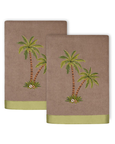 Linum Home Textiles Palmera 2pc Embellished Turkish Cotton Hand Towel Set