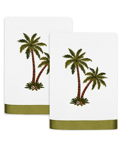 Linum Home Textiles Palmera 2pc Embellished Turkish Cotton Hand Towel Set