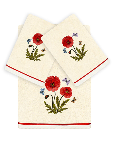 Linum Home Textiles Polly 3pc Embellished Turkish Cotton Towel Set