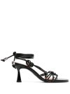 GANNI KNOTS LEATHER SANDALS - WOMEN'S - CALF LEATHER/RUBBER/LEATHER,S213820134137