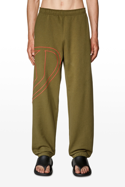 Diesel Track Pants With Mega Oval D In Green