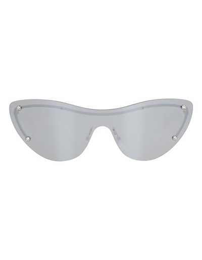 Alexander Mcqueen Spike Studs Cat-eye Mask Sunglasses In Silver