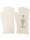 Bode Logo-embroidered Knitted Gloves In Cream