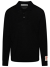 Golden Goose Wool Knit Polo Embroidered Detail In Black