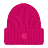 Moncler Wool Knit Beanie With Logo Patch In Pink &amp; Purple
