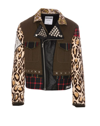 Moschino Patchwork Military Jacket In Multicolour