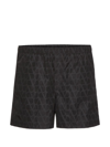 Valentino Garavani Black Swim Shorts In Toile Iconographe Man In Nero