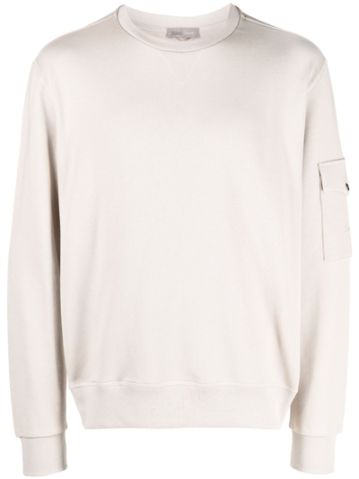 Herno Sleeve Patch-pocket Cotton Sweatshirt In Neutrals