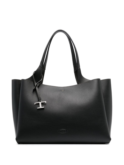 Tod's T-pendant Leather Tote Bag In Black
