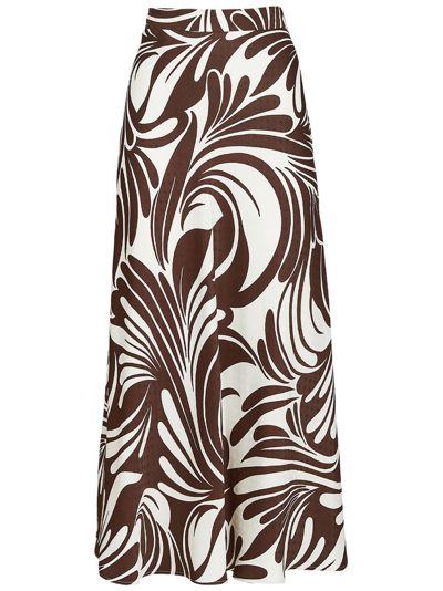 La Doublej Abstract-print Midiskirt In White