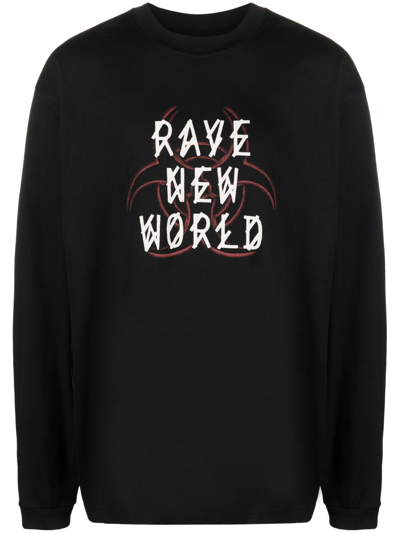 44 Label Group Graphic-print Long-sleeve Cotton T-shirt In Black