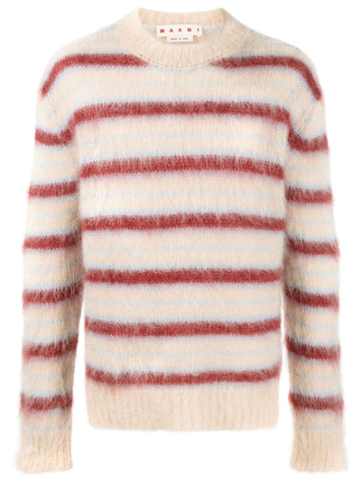 Marni Striped Crew-neck Jumper In Brown