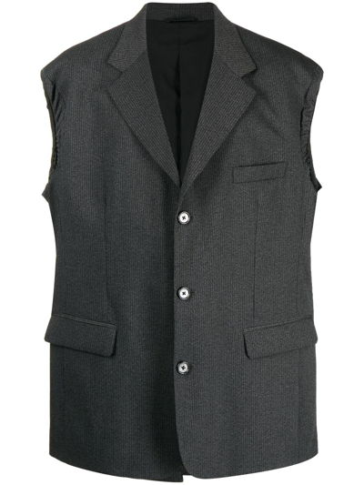 Raf Simons Single-breasted Waistcoat In Grey