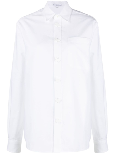 Jw Anderson Button-up Cotton Shirt In White