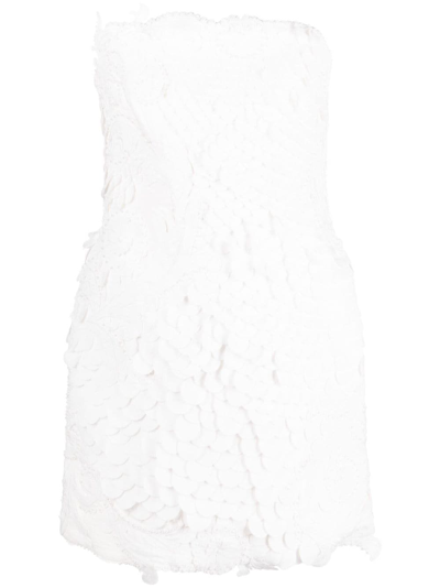 Zimmermann Tama Filigree Cotton & Linen Strapless Minidress In White