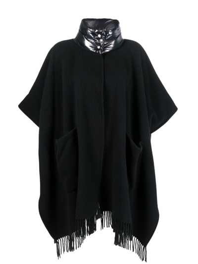 Herno Panelled Wool-cashmere Blend Cape In Black