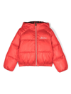 Moschino Kids' Embroidered-logo Puffer Jacket In Red