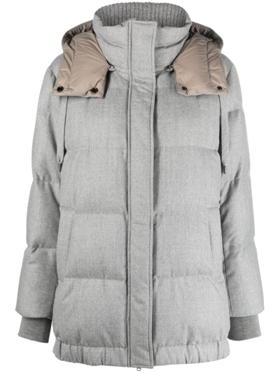 Brunello Cucinelli Padded Zip-fastening Jacket In Pearl Grey