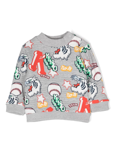 Kenzo Babies' Graphic-print Cotton Sweatshirt In Grey