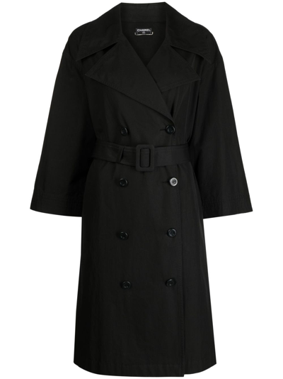 Pre-owned Chanel 1990-2000s Double-breasted Coat In Black