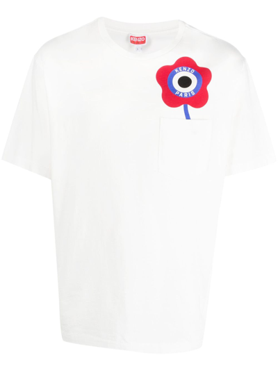 Kenzo T-shirt Target Homme Blanc Casse In Off White