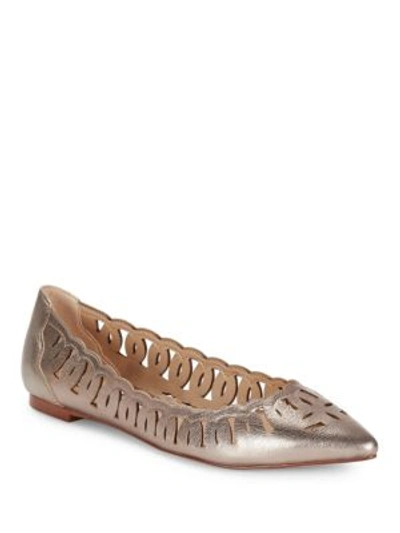 Karl Lagerfeld Nash Leather Flats In Antique Gold