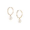 Aurate New York Diamond Pearl Hoop Earrings In White