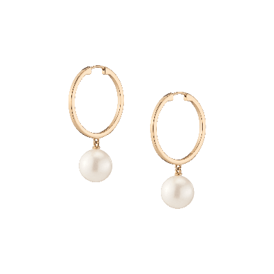 Aurate New York Pearl Hoop Earrings In Rose