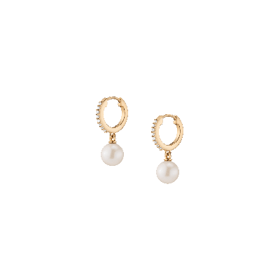 Aurate New York Diamond Pearl Huggie Earrings In Rose