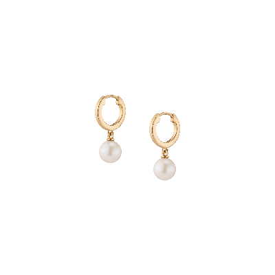 Aurate New York Pearl Huggie Earrings In White