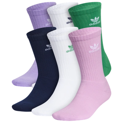 Adidas Originals Mens  Trefoil 6 Pack Crew Socks In Purple/green/white