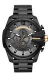 Diesel Men's Chronograph Mega Chief Black Stainless Steel Bracelet Watch 51mm In Black
