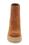 Dolce Vita Caster H2o Waterproof Lug Sole Platform Bootie In Camel Suede H2o