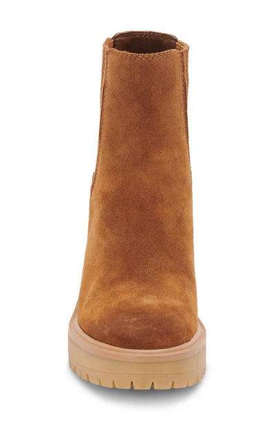 Dolce Vita Caster H2o Waterproof Lug Sole Platform Bootie In Camel Suede H2o
