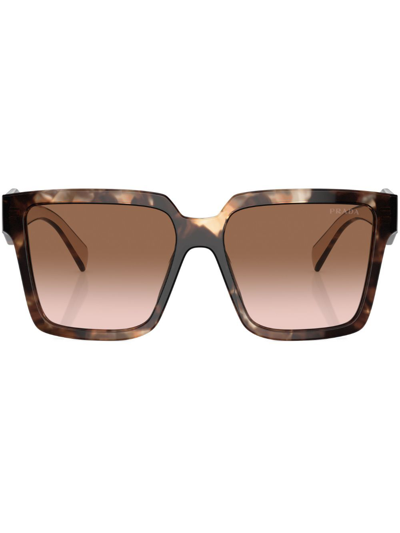 Prada Brown Tortoiseshell Effect Oversized Sunglasses