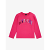 GIVENCHY GIVENCHY GIRLS ROSE PEP KIDS LOGO-EMBELLISHED LONG-SLEEVE COTTON-BLEND T-SHIRT 4-12 YEARS,67757696