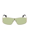 Emilio Pucci Shield Sunglasses In Shiny Pale Shiny Pale Gold & Green