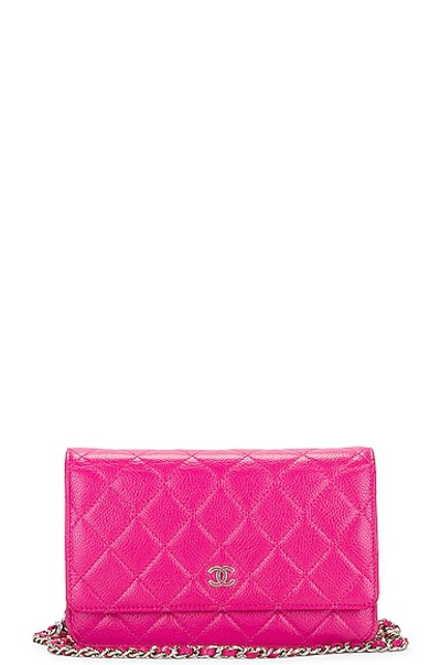 Pre-owned Chanel Matelasse Caviar Chain Wallet Bag In Pink