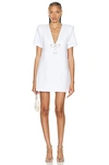 Area Crystal Bow V-neck T-shirt Dress In White