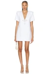 Area White Crystal Bow V-neck T-shirt Minidress In White