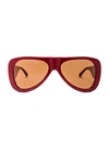 Attico Edie Aviator-frame Acetate Sunglasses In Red