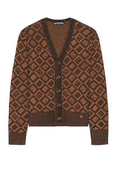 Acne Studios Argyle Intarsia-knit Cardigan In Brown