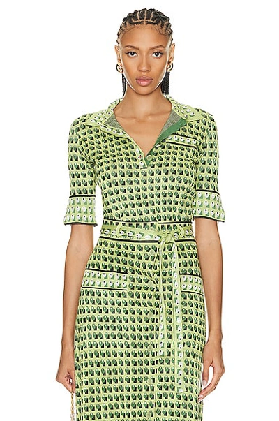 Etro Printed Polo Top In Green
