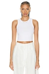 Enza Costa Stretch Silk Knit Cropped Bold Sheath Tank Top In White