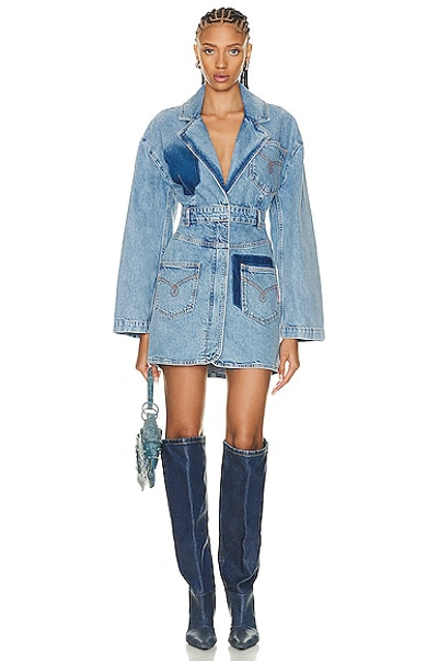 Moschino Patchwork Recycled Denim Mini Dress In Fantasy Print Lig | ModeSens