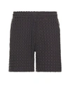 Oas Nearly Black Porto Waffle Shorts In Nearly Black