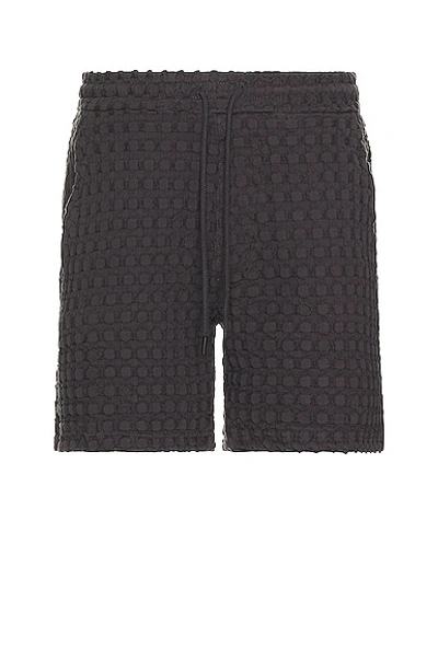 Oas Nearly Black Porto Waffle Shorts In Near Black