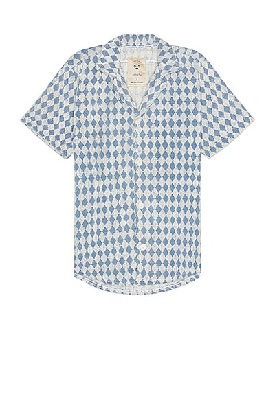 Oas Cuba Argyle Cotton-terry Jacquard Shirt In Blue