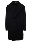 TAGLIATORE BLACK DOUBLE-BREASTED COAT WITH BUTTONS IN CASENTINO WOOL MAN